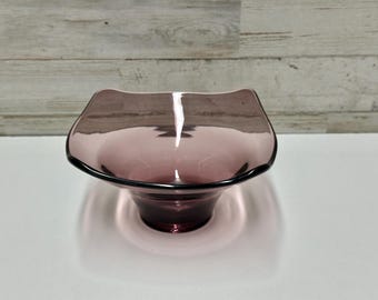 Ciotola in vetro a quattro punte Viking Glass, ciotola in vetro ametista, piatto per bon bon in vetro viola vintage, vetro da collezione *