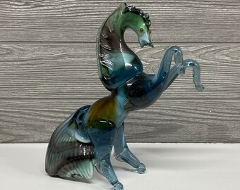ブルームラーノガラスの馬の彫刻：本物のイタリア製装飾品 - Etsy 日本