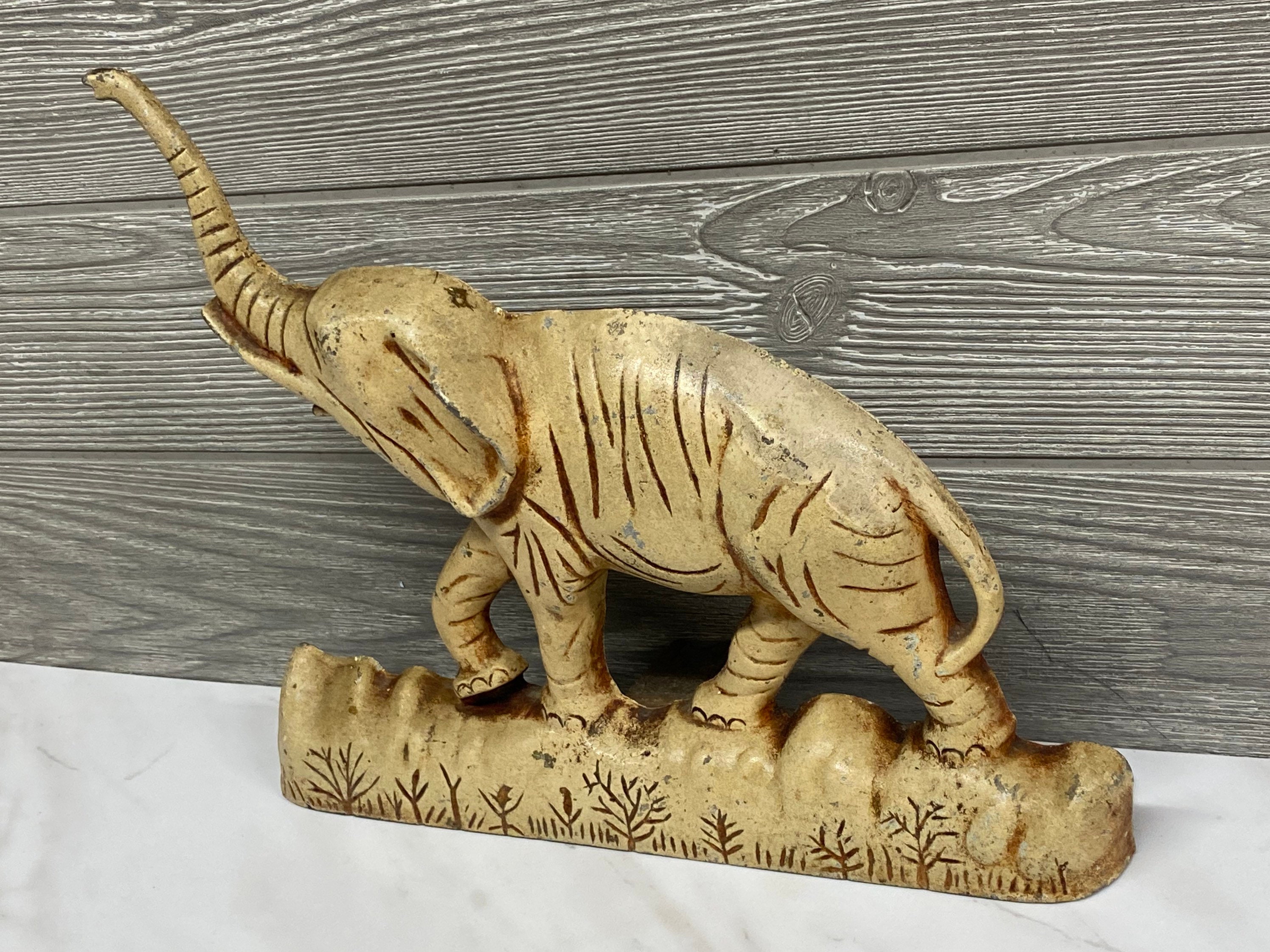 Iron Elephant Cast Iron Elephant Door Stop Antique Etsy UK
