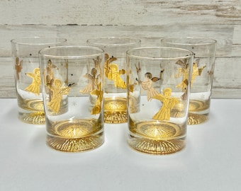 Bicchieri natalizi Culver Barware Bicchieri da bere dorati fantasia Set di bicchieri da cocktail vintage con angelo musicale