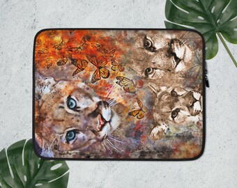Cougar Laptop Sleeve - Colorful Wildcat Laptop Case - Slim Laptop or iPad Sleeve with Zipper - Ares, Orion, Artemis