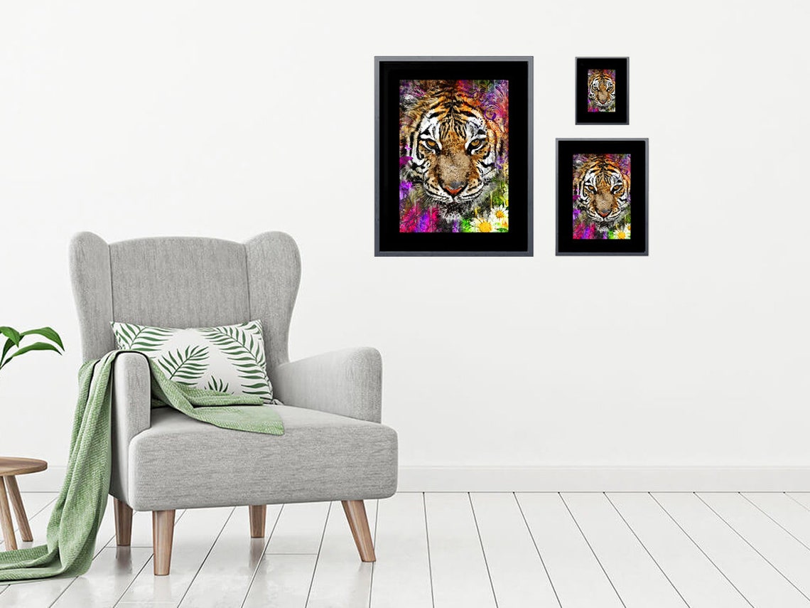 Tiger Painting Wildlife Artwork Cat Watercolor Aria - Etsy