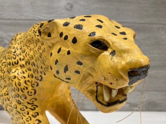 Leopard Sculpture - 1970s Leather Wrapped Leopard Statue