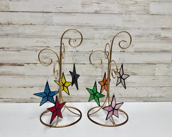 Ornamento acchiappasole a forma di stella in vetro colorato, fatto a mano, acchiappasole in vetro con motivo a stella, decorazione da appendere alla finestra, ornamento natalizio, regalo