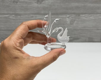 ガラス製白い鳥の彫刻 ガラスの白鳥 - 白鳥の彫刻 - ヴィンテージ白鳥アート - Etsy 日本