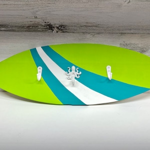 Surfboard Wall Art - Surfboard Coat Rack - Wall Hook Set - Beach Bathroom Decor - Patio Towel Holder - Retro Swoop