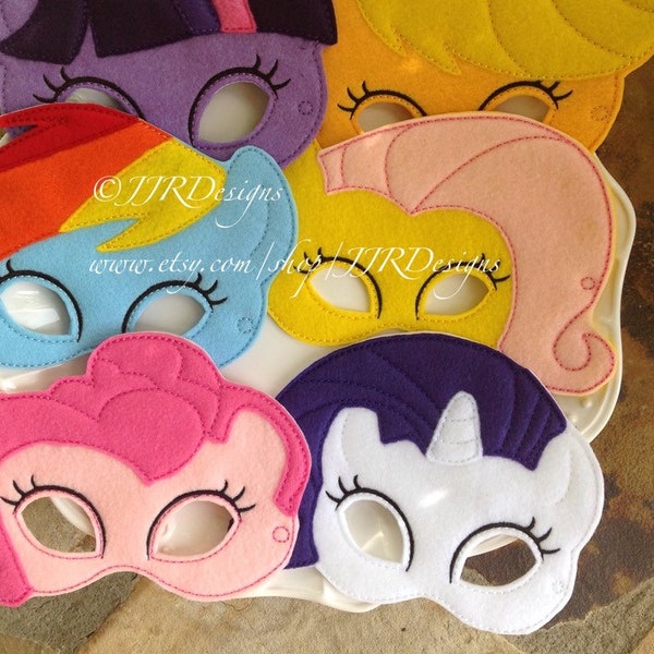 Pony Inspired Felties- Pony Masks-Dress up Mask- Sweetie Belle- Rainbow Dash- Pinkie Pie