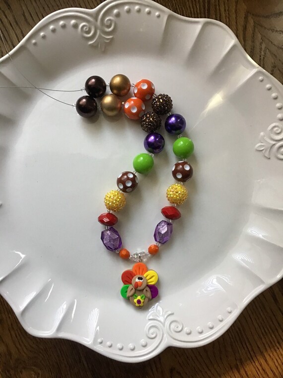 Ready to ship! Turkey Necklace-Thanksgiving necklace- Turkey Chunky Necklace- Thanksgiving Chunky Necklace- Fall Necklace Il_570xn