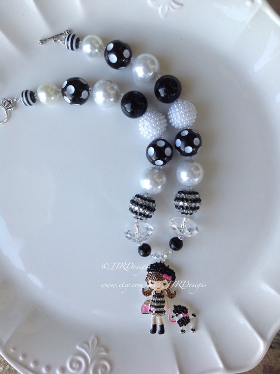 Parisian Girl Necklace- Parisian Poodle Girl Necklace-Shopping Girl Necklace- Paris Inspired Necklace- French Necklace Il_570xn