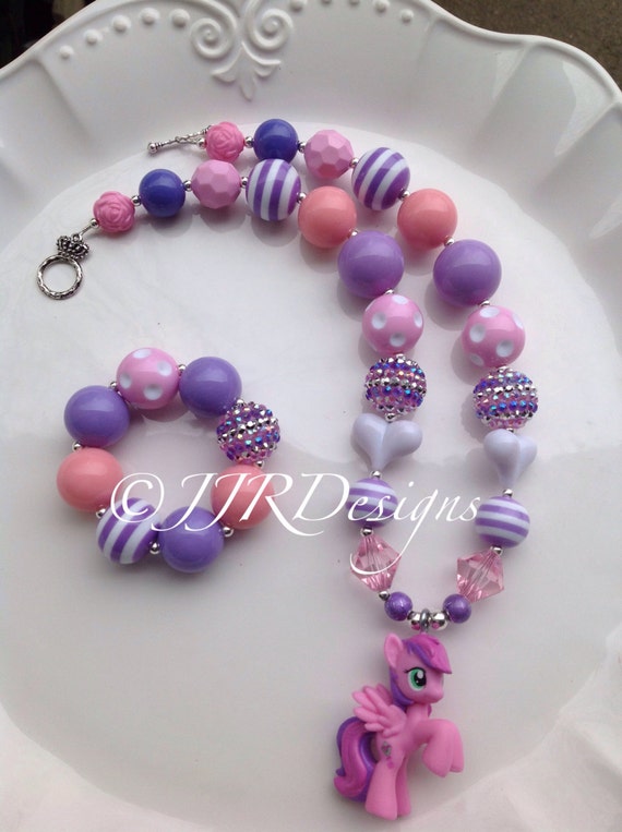 My Little Pony Inspired Girl Necklace- "Sky Wishes"-Chunky-Bubble Gum Necklace Il_570xn