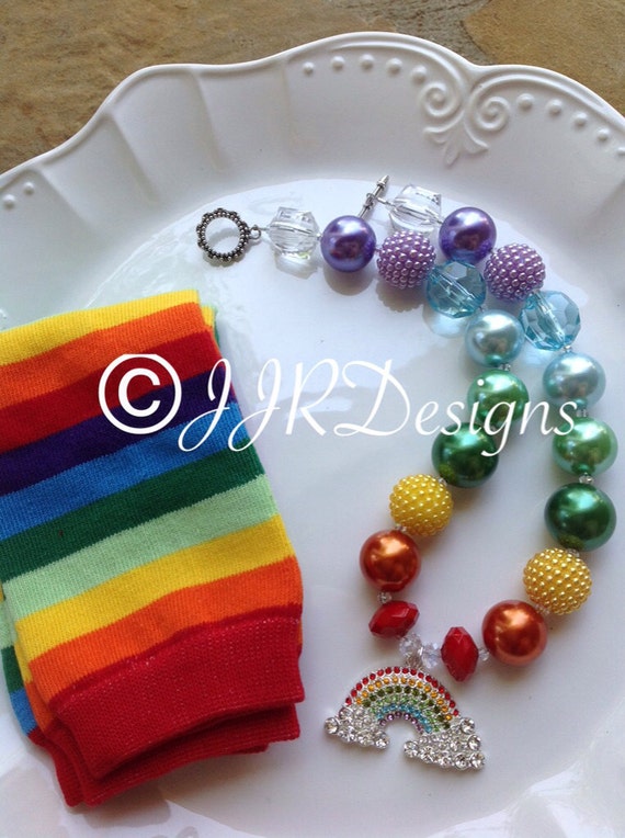 Rainbow Girl Necklace- Rainbow Necklace-Chunky-Bubble Gum Necklace Il_570xn