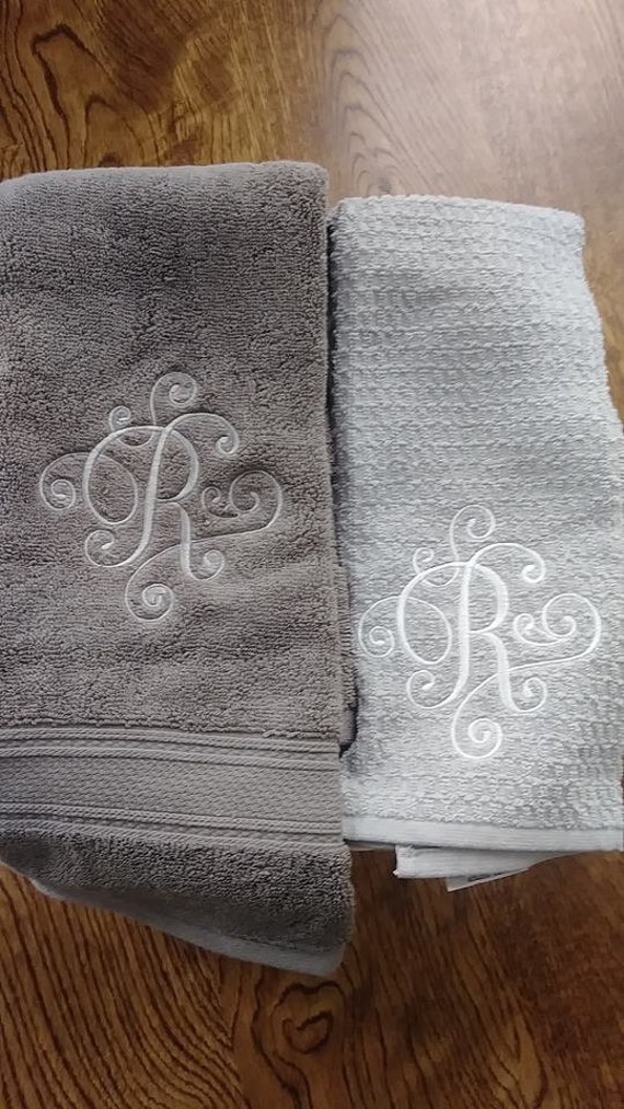Ready to ship! Kitchen Towel- "R" Monogrammed Kitchen Towel Il_570xn