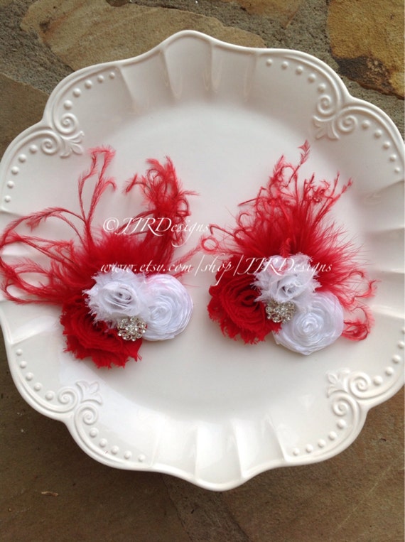 Red and White Headband-Chic Headpiece- Christmas Headband- Red and White Headband- Christmas Hair Clip- Newborn Headband Il_570xn