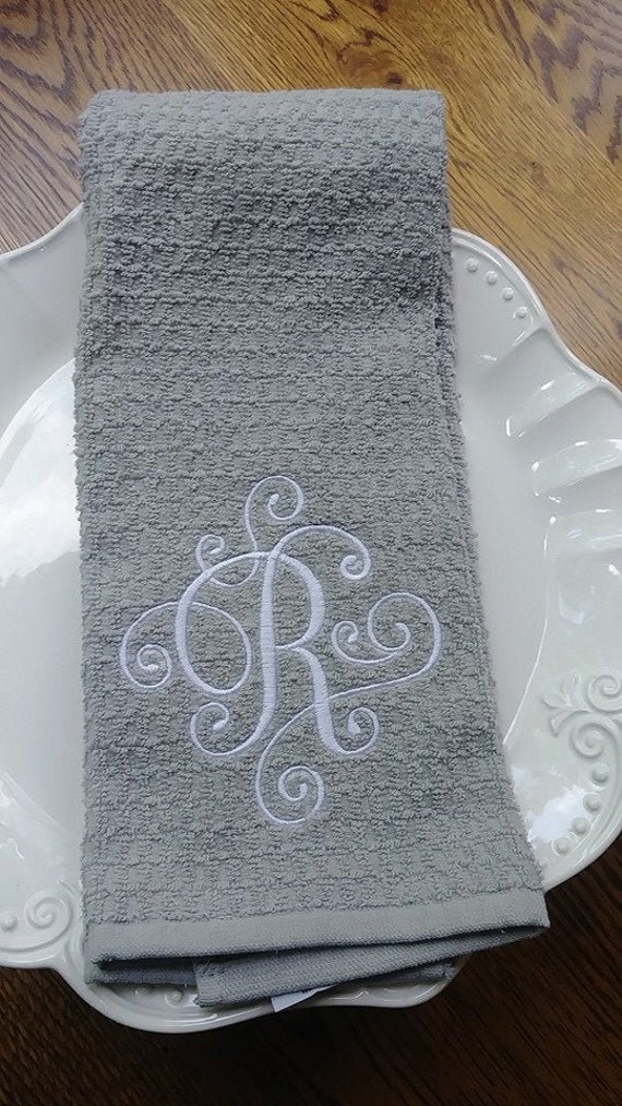 Ready to ship! Kitchen Towel- "R" Monogrammed Kitchen Towel Il_570xn