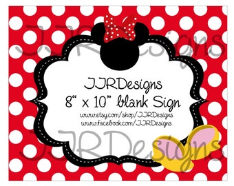 Instant Download- Menu Card Minnie Mouse Inspired SET-Minnie Inspired LABELS-BLANK Minnie Inspired Labels