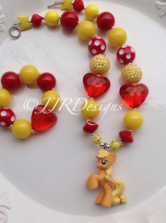 My Little Pony Inspired Girl Necklace- "Applejack" Chunky-Bubble Gum Necklace Il_570xn