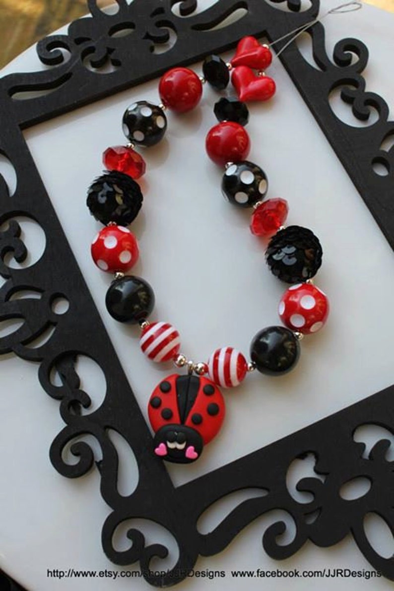 Collar de la mariquita señora bug Chunky Ladybug collargoma Etsy