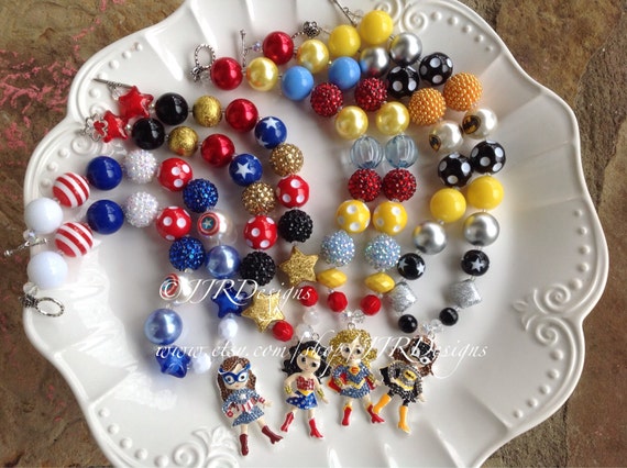 Superhero Inspired Girl Necklace- Black and Yellow Rhinestone Chunky-Superhero Girl Il_570xn
