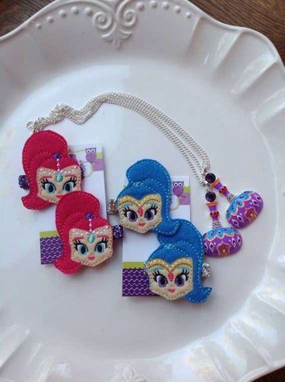 Shimmer and Shine Inspired Chain Necklace and Hairclip- Shimmer Necklace- Shine Necklace- Genie Necklace Il_570xn