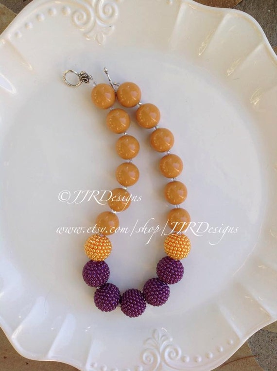 Mustard and Plum Necklace- Fall Chunky Necklace- Bubble Gum Necklace- Mustard Necklace- Plum Necklace- Plum and Mustard Necklace Il_570xn