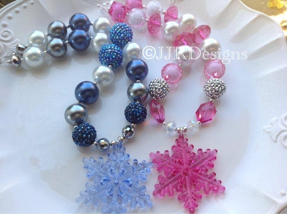 Christmas Necklace- Winter Adult Chunky Necklace- Christmas Bubble Gum Necklace- Snowflake Necklace- Christmas Necklace-Christmas Il_570xn