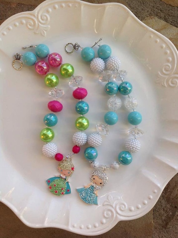 Elsa Necklace- Frozen Inspired Girl Necklace- Frozen Fever Inspired Necklace- Elsa Inspired Necklace- Elsa inspired- Frozen Fever Il_570xn