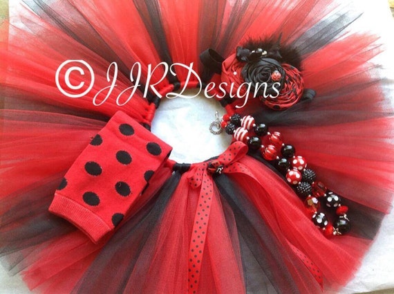 Ladybug Tutu- Red Black Tutu-Tutu- Red Tutu- Ladybugs Tutu- ladybug costume- ladybug tutu set Il_570xn