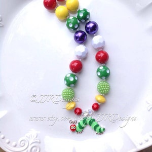 Caterpillar Chunky Necklace- Caterpillar Necklace- Caterpillar Pendant- Caterpillar Party
