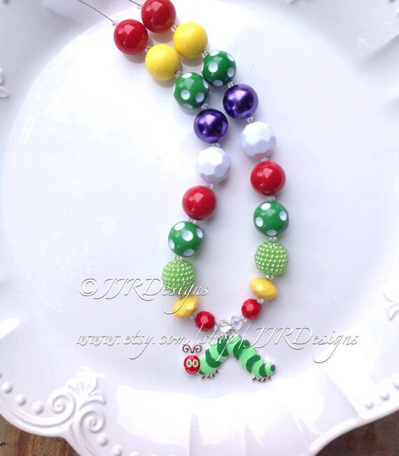 Ready to ship! Caterpillar Chunky Necklace- Caterpillar Necklace- Caterpillar Pendant- Caterpillar Party Il_570xn