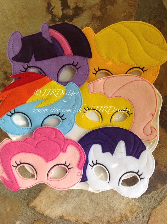 Pony Inspired Felties- Pony Masks-Dress up Mask- Sweetie Belle- Rainbow Dash- Pinkie Pie Il_570xn