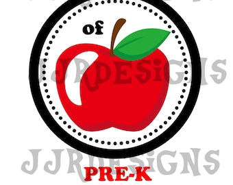 Instant Download Pre-K Apple Shirt- T-Shirt IRON ON Digital Pre-K Apple Shirt- Pre-K Iron On- Apple School Iron On- Pre-School Apple Iron On