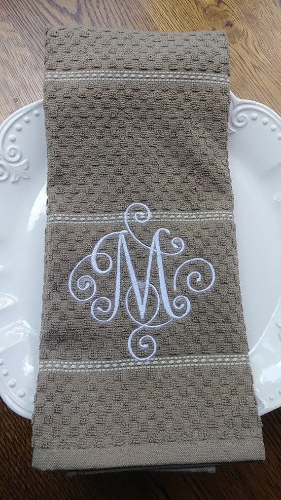 Ready to ship! Kitchen Towel- "M" Monogrammed Kitchen Towel Il_570xn