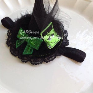 Frankie Mini Witch Hat-Headband, Infant Witch Hat Headband, Newborn halloween Headband Toddler Witch Hat- Witch Hat-Halloween Hat