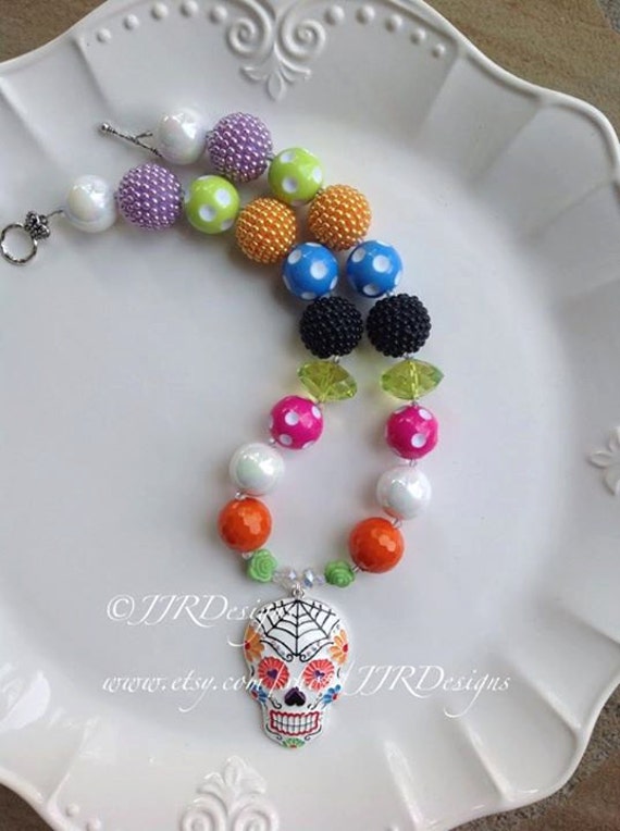 Sugar Skull Necklace- Halloween Necklace- Sugar Skull Necklace- Sugar Skulls Il_570xn