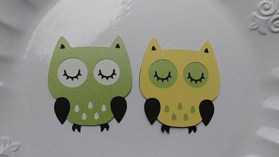 Ready to ship! Owl Cut Outs - Blue Owl Die Cut- BABY BLUE and YELLOW-Baby Shower Owl-Diaper Cake Owls- Centerpiece Owls Il_570xn