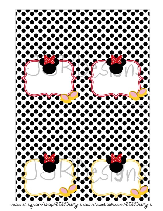 Instant Download- Menu Card Minnie Mouse Inspired-Minnie Tent Label-Misc Blank Label- Minnie Food Labels- Minnie Buffet Labels Il_570xn