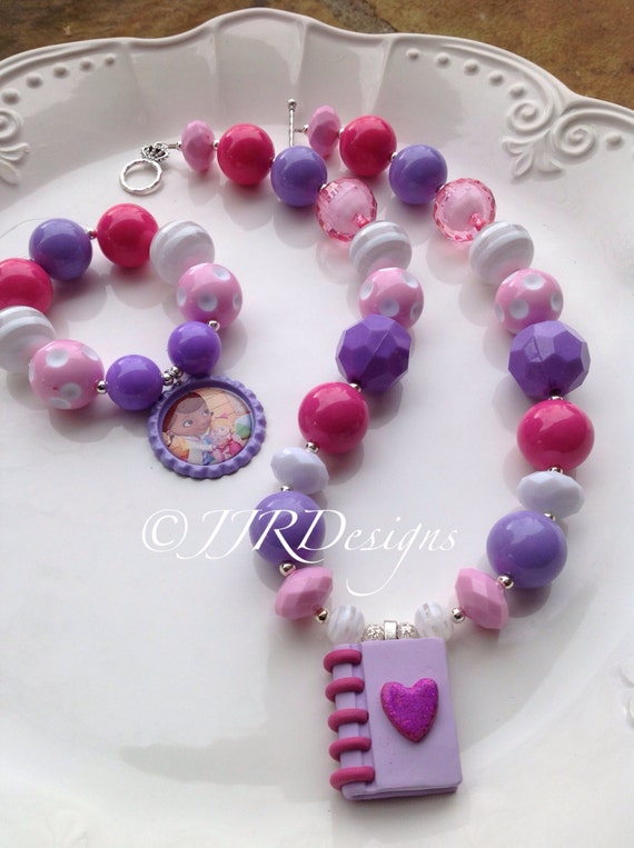 Doc McStuffins Inspired Big Book of Boo Boo Girl Necklace- Doc McStuffins Inspired Chunky Necklace- Bubble Gum Necklace- Il_570xn