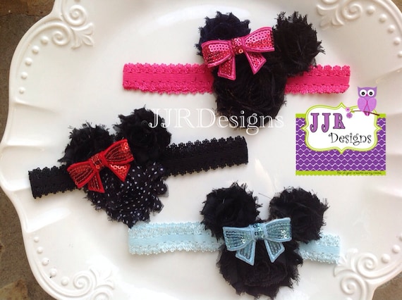 Minnie Mouse Inspired Headpiece-Minnie Headband-Minnie Clip-Infant Headband-Infant-Headpiece-Headband-Lace Headband-Minnie Il_570xn