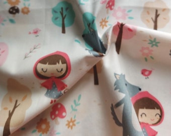 Coupon of Cotton twill "Little Red Riding hood" - 50 x 50 cm - multi-colored