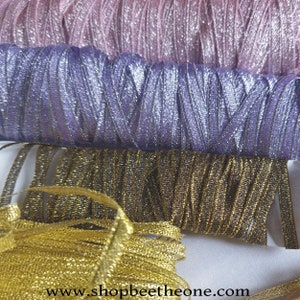 Lot de 9 mètres de Ruban fantaisie organza bicolore brillant - 4 mm x 9 m - 4 coloris