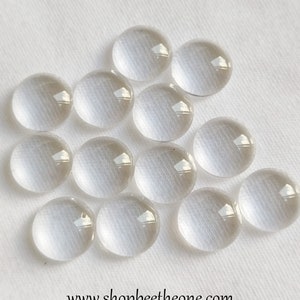 Lot de 15 Cabochons ronds en verre loupe - 12 mm - transparent