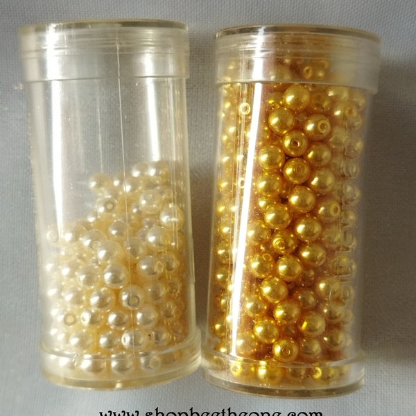 Lot de 75 Perles rondes en verre Gütermann Renaissance - 4 mm - 2 coloris