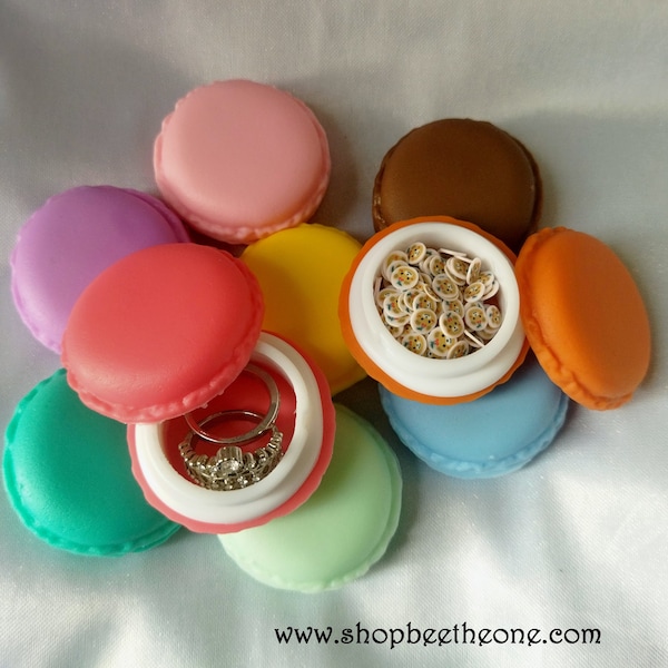 Mini Boîte de rangement Macaron parisien - 9 Coloris - pour cosmétique, bijoux,perles...