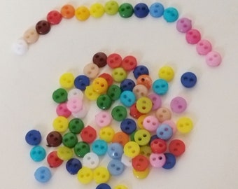 Lot of 20 Tiny Round Buttons in plastic - 6 mm - 16 colors available
