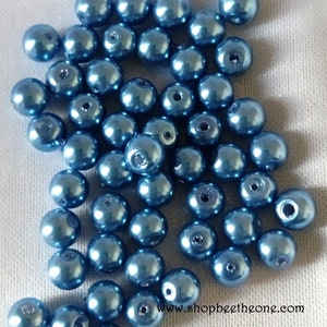 Set di 30 perline rotonde in plastica - 5-6 mm - foro 1-2 mm - blu