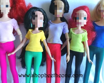 Camiseta de manga corta para muñecas de princesas Disney - 2 tallas - 5 colores - Colección Básica