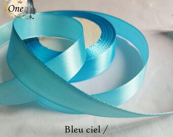 Lot of 5 meters of Satin Ribbon - 20 mm - Simple face - Sky blue