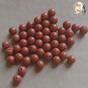 Lot of 8 round natural red jasper beads - grade A - 6 mm