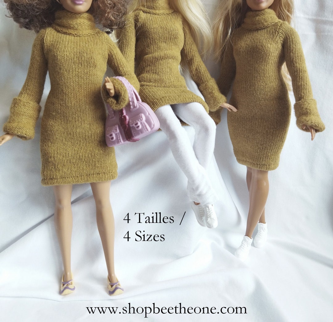 Buy Barbie Doll Knit Winter Dress Clay Brown Sizes Online in