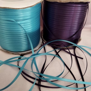Pack of 10 meters of double-sided satin ribbon - 3 mm - purple or blue - superior quality